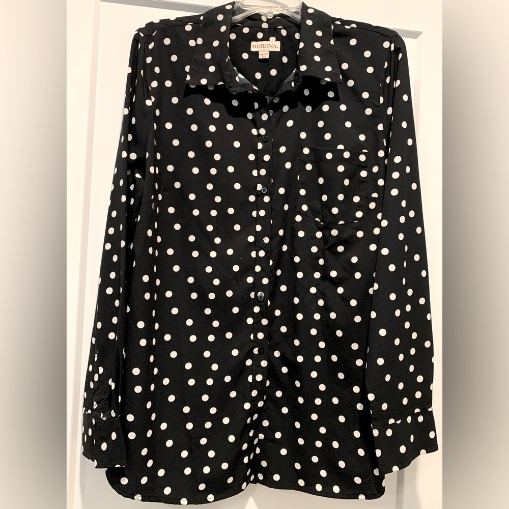 MERONA Black and White Polka Dot Blouse